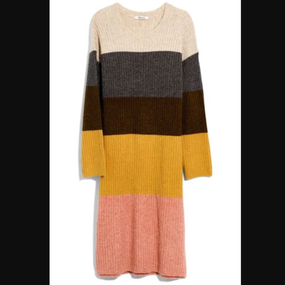 Madewell Colorblock Long Sleeve Sweater Dress